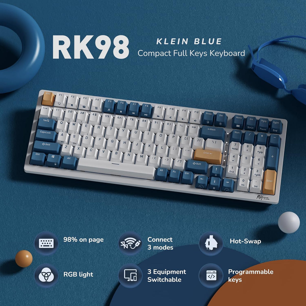RK98 Wireless Mechanical Keyboard, 3750Mah, 96% Layout
