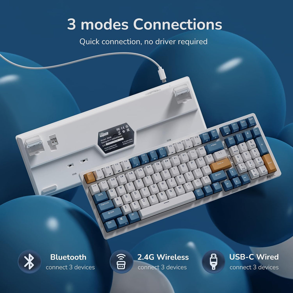 RK98 Wireless Mechanical Keyboard, 3750Mah, 96% Layout