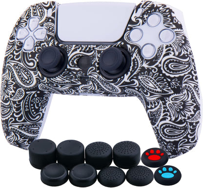 Vibrant Red Leaves Silicone Skin for PS5 Controller with 10 Thumb Grips - Enhanced Protection and Style