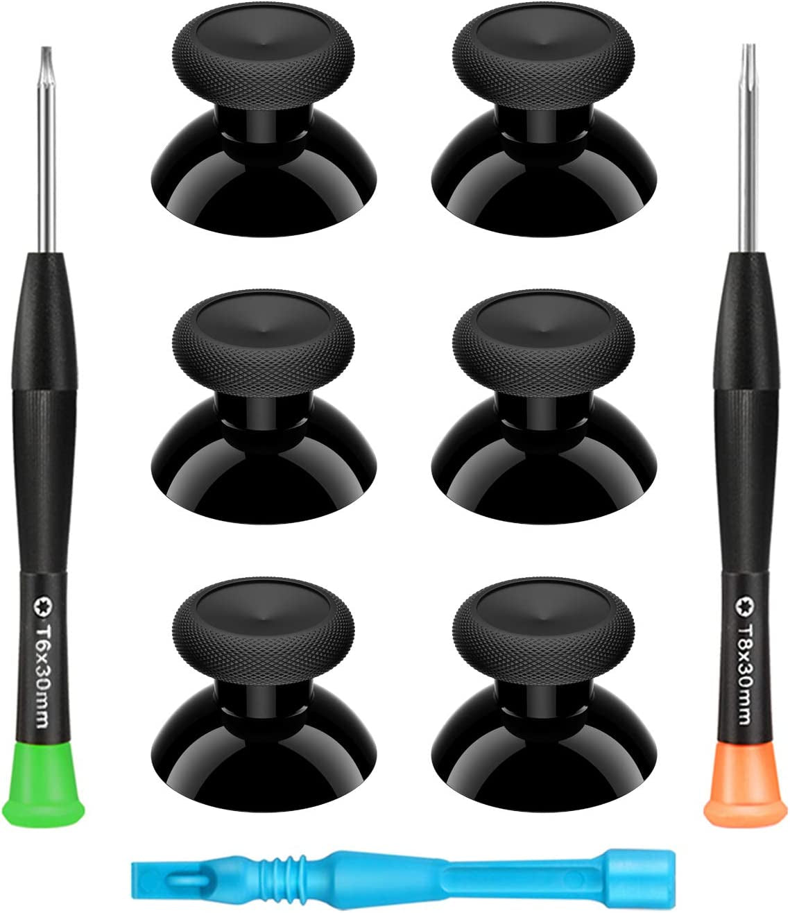 Xbox One Controller Joystick Replacement - 6PCS Original Thumbsticks Analog Thumb Sticks Parts - True Rubberized with T8 T6 Repair Screwdriver Kit for Xbox One Controller