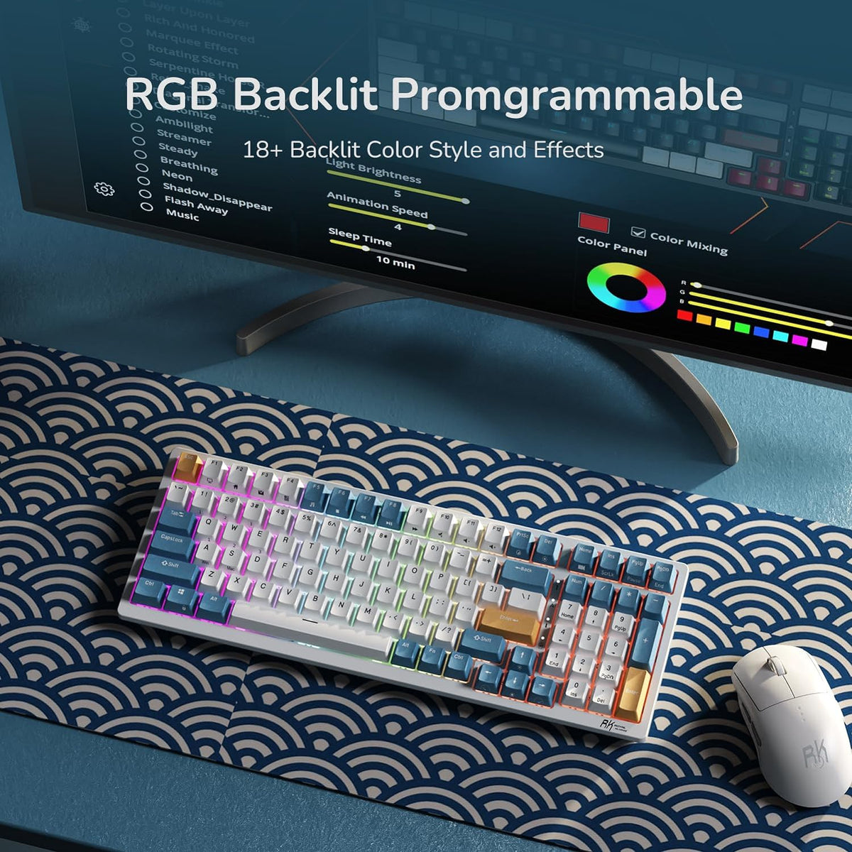 RK98 Wireless Mechanical Keyboard, 3750Mah, 96% Layout